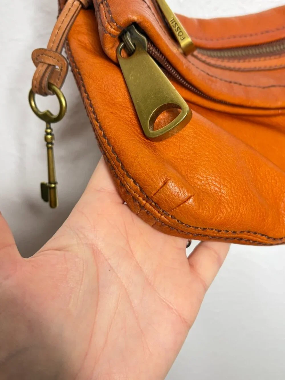 Vintage Fossil Brown Leather Crossbody Purse
